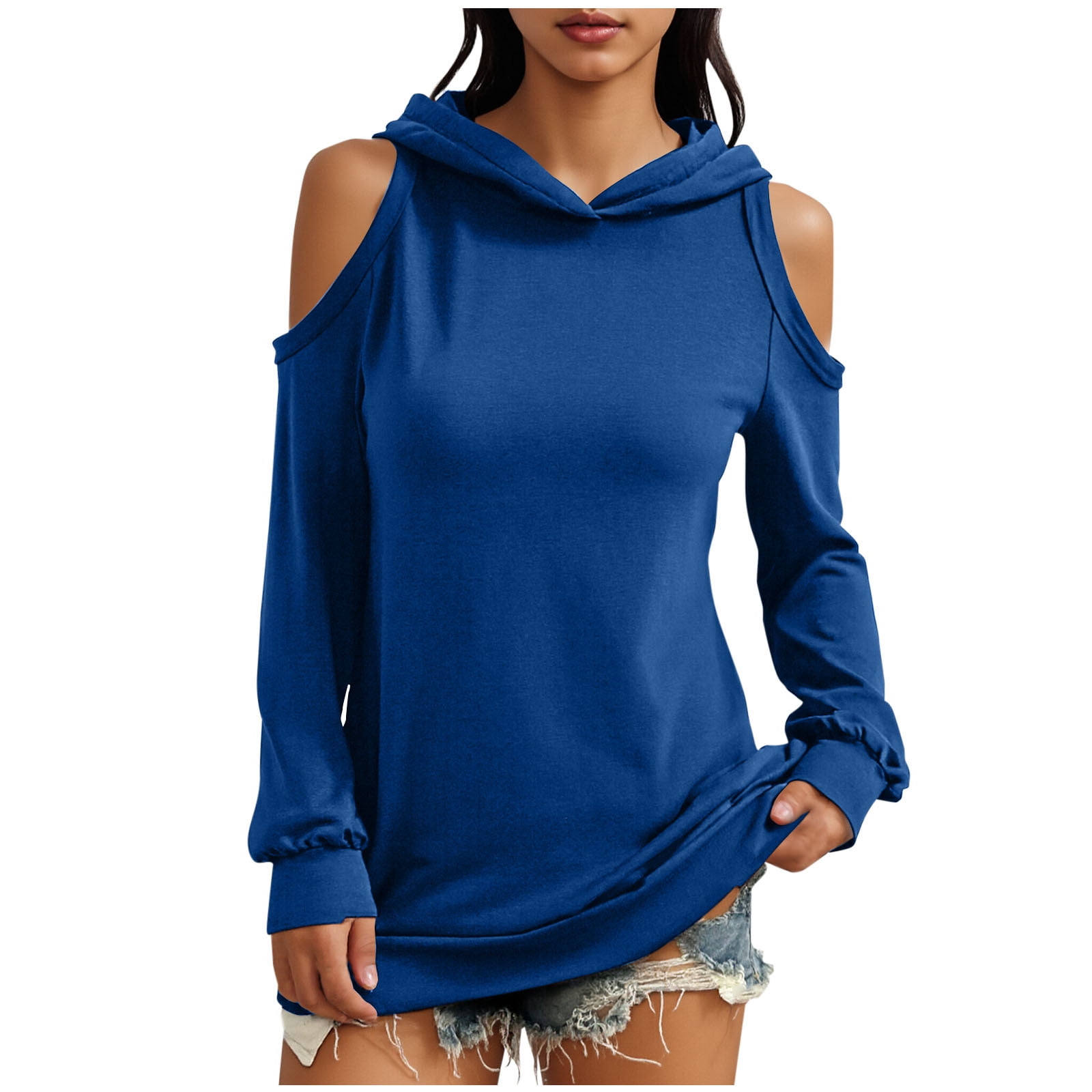 BSDJILFG Cold Shoulder Sweaters for Women Bell Sleeve Knitting Cotton Top High Neck Backless Soft Cozy Loose Blouses