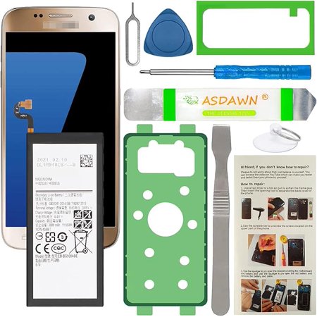 Galaxy S7 Battery Replacement, EB-BG930ABE Battery for Samsung Galaxy S7 SM-G930 G930A/T/P/V, with Back Cover Adhesive+Battery Adhesive+Repair Tools+Installation Instruction(back glass not included)