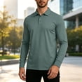 thumbnail image 3 of TKKCS Mens Long Sleeve Polo Shirts- Quick Dry Lightweight Sun Protection Casual Outdoor Performance Shirts Green L, 3 of 9