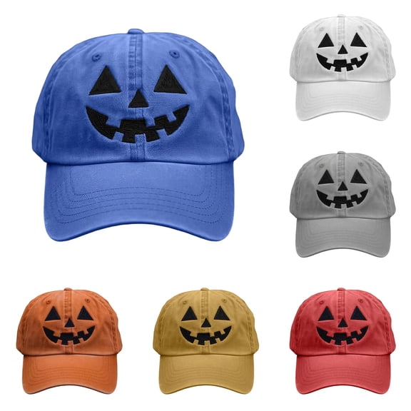 RUTAYY Unisex Halloween Baseball Cap Pumpkin Face Print Holiday Celebrations Hats Blue