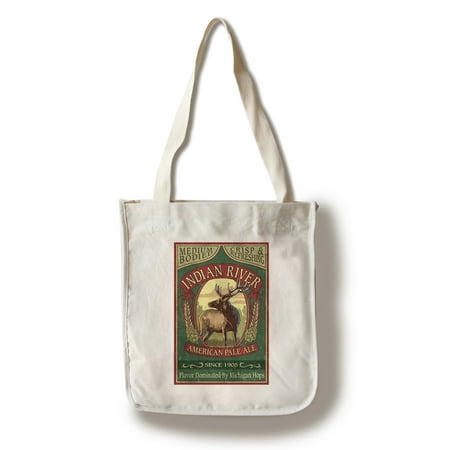Indian Pale Ale - Indian River, Michigan - Elk Pale Ale Vintage Sign - Lantern Press Artwork (100% Cotton Tote Bag - Reusable)