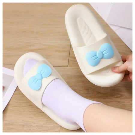 

Shower Bathroom Sandals No Foot Rubbing Non-slipped Shoes for Valentine s Day Christmas Gift White 40-41 8818 Bow