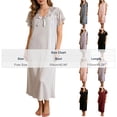 thumbnail image 4 of Akafmk Women's Lace Sleepwear Dress, Ribbed Knit Pajama V Neck Nightgown Casual Elegant Home Wear, 4 of 5
