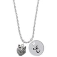 thumbnail image 1 of Delight Jewelry Silvertone Wolf Head Silvertone Script Initial Disc - E - Charm Necklace, 20"+3", 1 of 4