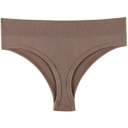 Annhoo Womens Knitted Thong Panties Casual Low Waist Everyday Briefs Trendy Yoga Shorts Comfy Bikini Underwear