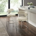 thumbnail image 2 of Counter Stool Chair, Set of 2, Beige, Fabric, Metal, Bar Pub Cafe Bistro Dining Kitchen Hospitality Restaurant, Modern Contemporary HB35921, 2 of 11