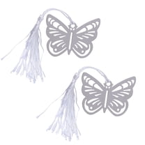 WHAMVOX 6pcs Hollow Metal Bookmarks with Tassels Creative Stationery Pendant Gifts Favors