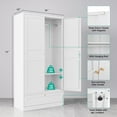 thumbnail image 3 of Metal Wardrobe Cabinet with Drawer and Hanging Rod,Armoire Wardrobe Closet with doors,White Metal Clothing Storage Cabinet with Adjustable Shelves,Armoire Storage Cabinets for Home,Bedroom Armoires, 3 of 16