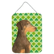 Carolines Treasures SS4410DS1216 Doberman St. Patricks Day Shamrock Portrait Wall or Door Hanging Prints 12WX16H