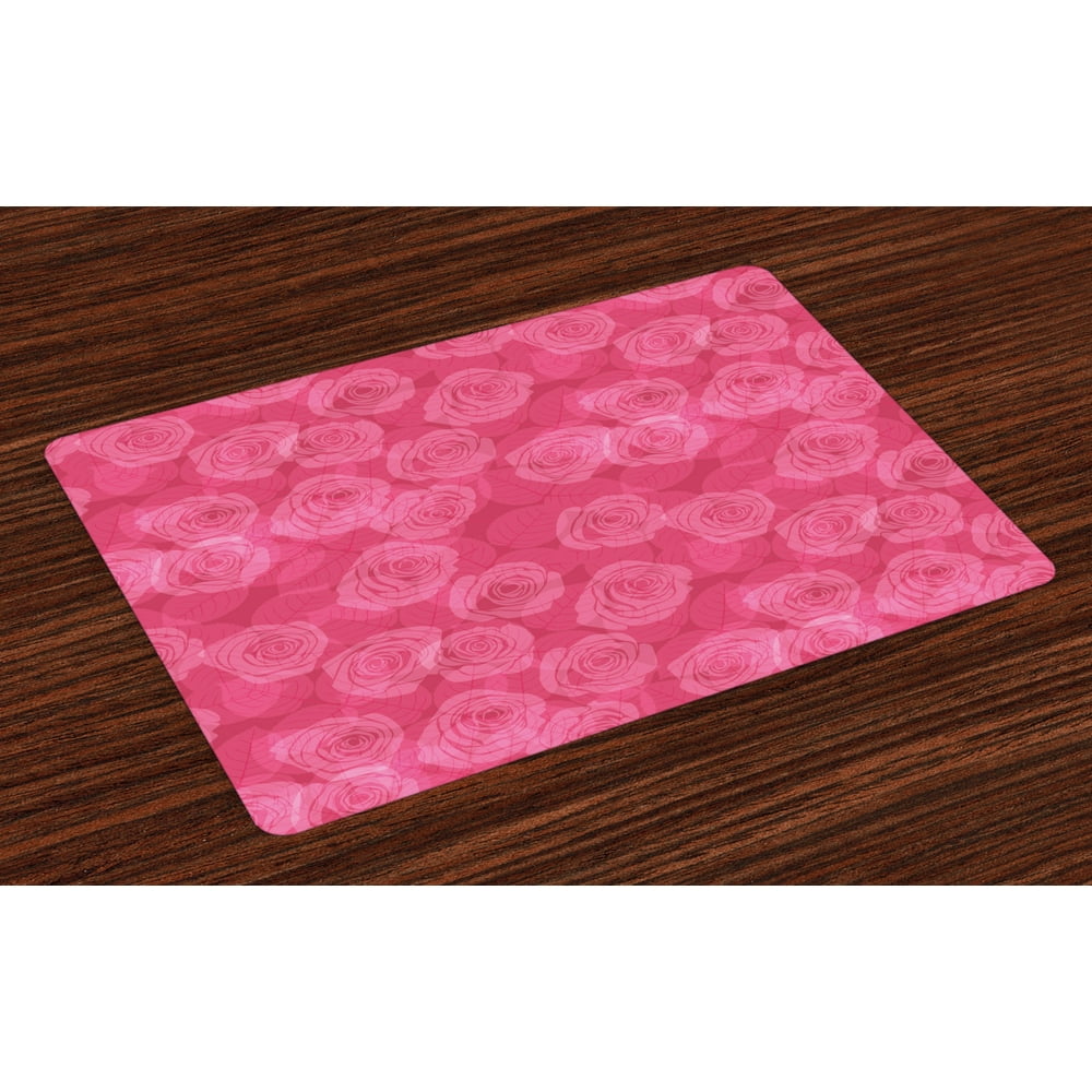 Rose Placemats Set of 4 Shades of Pink with Gentle Seasonal Flora