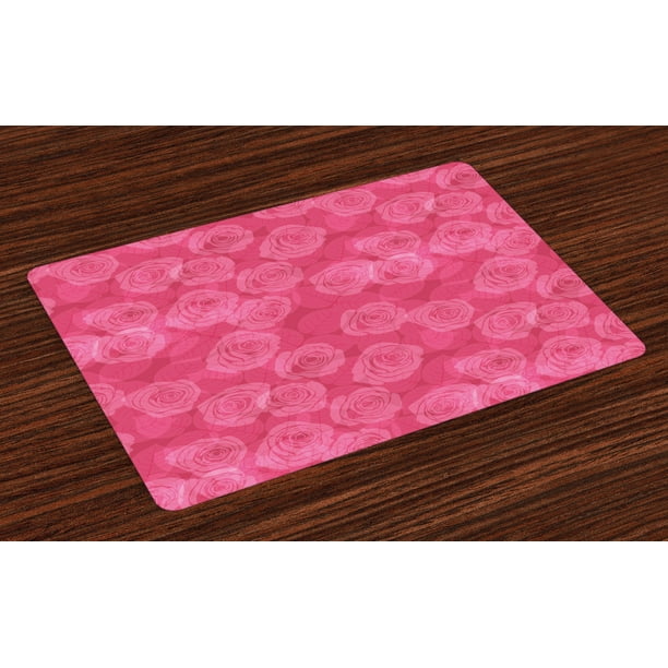 Rose Placemats Set of 4 Shades of Pink with Gentle Seasonal Flora