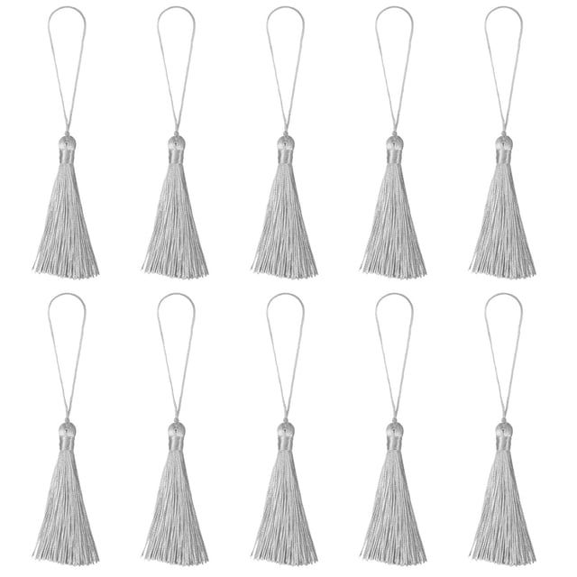 Marcapáginas Borlas - 20uds 6.5" Sedoso Suave Mini Borla con Lazos para Llavero Graduación Mano Hecho Bricolaje Artesanía Accesorio, Gris