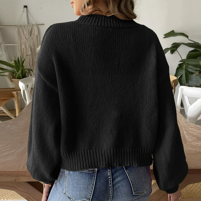 Black Cardigan With Pearl Buttons Pearl Detail Cable-Knit Button
