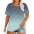 thumbnail image 2 of Tittly Womens T Shirts Cotton Shirts Tops Plus Size Summer Tops for Women Plus Size Round Neck Short Sleeve T Shirt For Women; Summer Loose T Shirt Casual Top. Gray, 2 of 5