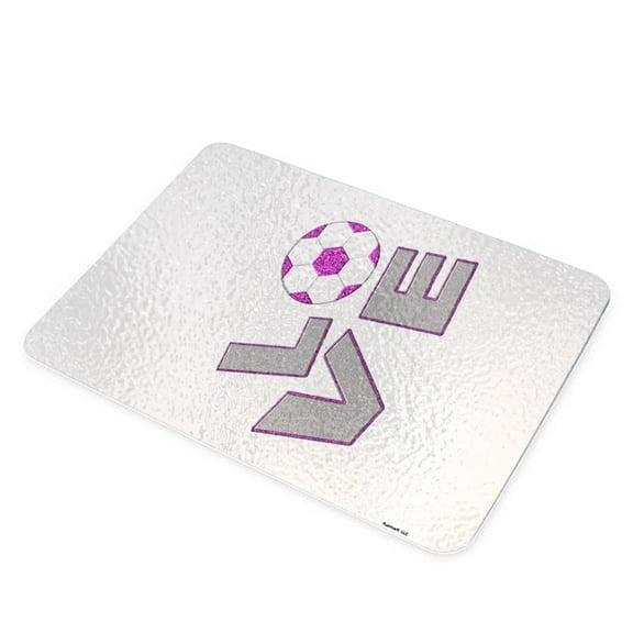 KuzmarK Glass Cheese Cutting Board 11"x7.75" - Love Boys Soccer