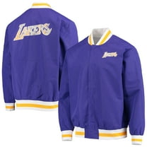 Men's Los Angeles Lakers Purple Mitchell & Ness Hardwood Classics 75th Anniversary Authentic Warmup Full-Snap Jacket