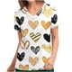 thumbnail image 1 of Fiudx Ofertas de La Semana Blusa de Manga Corta con Cuello En V para Mujer, Uniforme, Blusa con Bolsillos Estampados para El Día de San Valentín, 1 of 4