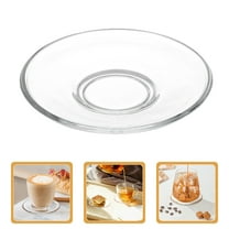 OUNONA 2pcs Clear Glass Dessert Plates for Serving Appetizers Transparent Polished Round Saucers Portable Small Trays