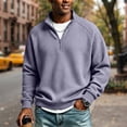 thumbnail image 2 of Dresfit Quarter Zip Pullover for Men Waffle Collared Sweatshirts Fall Long Sleeve Mock Neck Sweatshirt Knit Adjustable Collared Shirts XL, 2 of 8