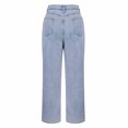 thumbnail image 4 of VBVC No Boundarie Women's Stretchy High Waisted Jeans With Pocket,Ladies Y2K Cargo Wide Leg Denim Pants,Loose Vintage Jeans Trousers For Women,Light Blue,Size S, 4 of 6
