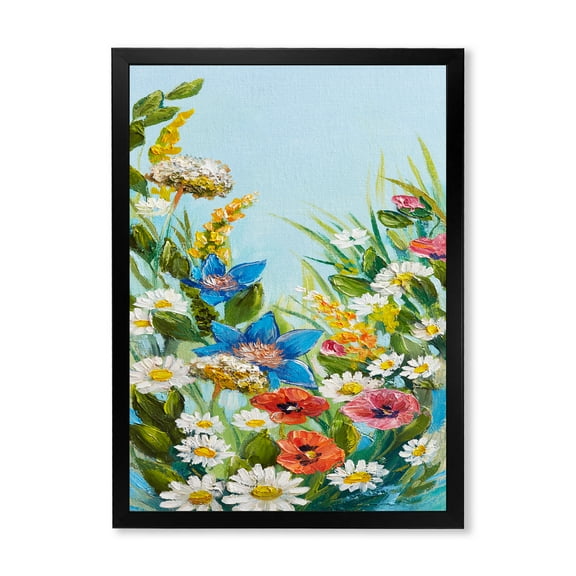 Designart 'Still Life Of Colorful Wildflowers With Leaves I' Traditional Framed Art Print