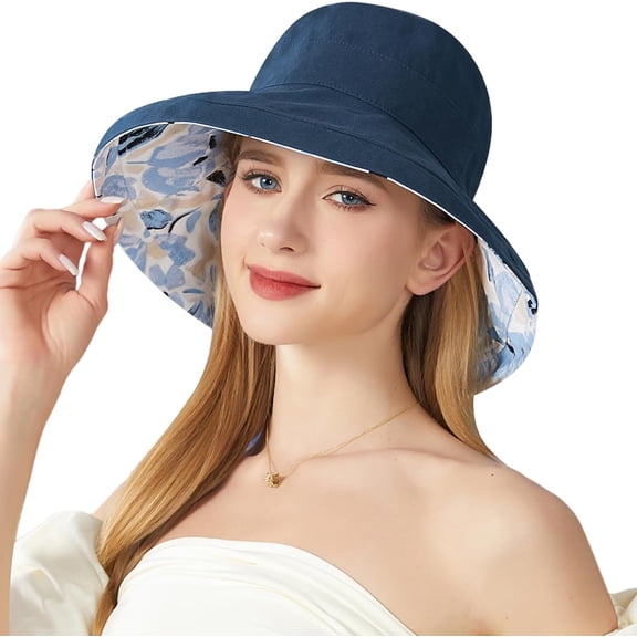 YooGuoGuo Wide Brim Women Sun Hat Summer Beach Bucket Fishing Hats Metal Wired Edge Packable UV Protection for Hiking Garden Travel