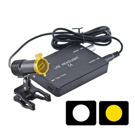 Dental Loupe 5W LED Headlight Dentists Headlamp with Glasses Clip Loupe Spotlight Illuminator UBS C