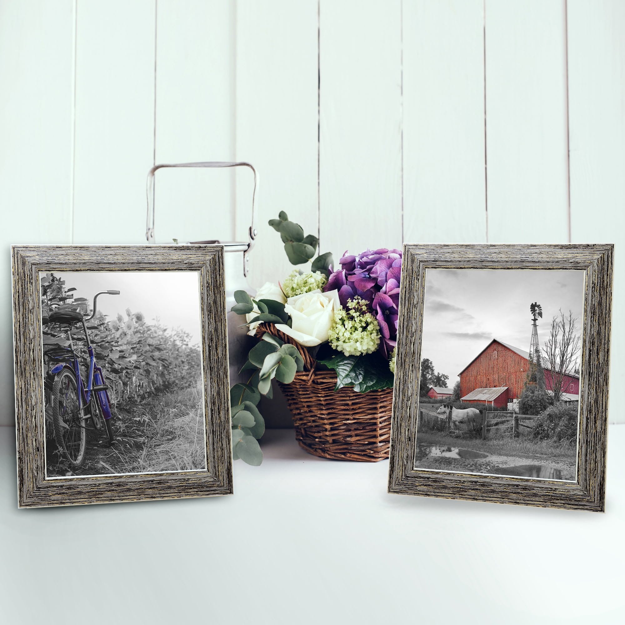 Americanflat 2 PK 8x10 Picture Frame with Glass rustic easel table elegant design photos statement favorite - Tan