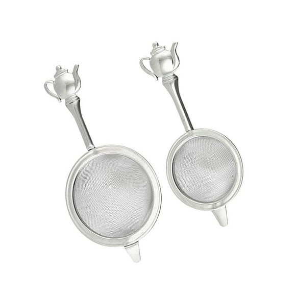 UPOUART 2pcs Portable Loose Leaf Tea Strainers Stainless Steel Round Fine Mesh Filters For Office Use