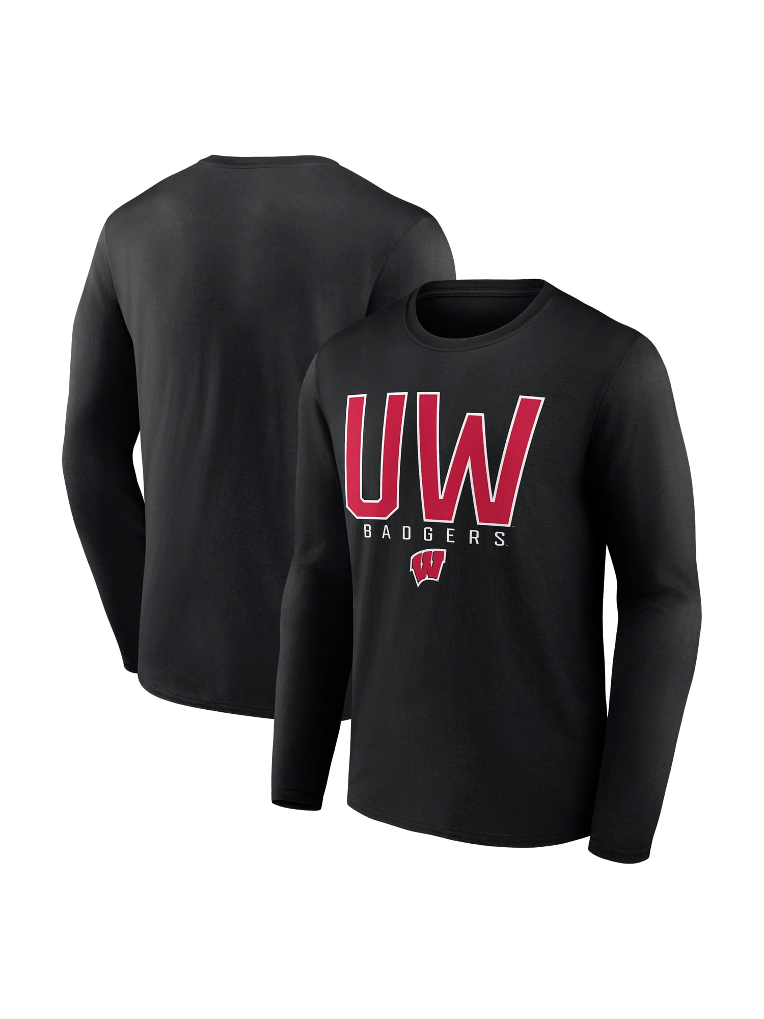 NCAA Wisconsin Badgers Men's Cotton Black Long Sleeve T-Shirt