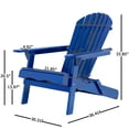 thumbnail image 4 of MALIBU Blue Acacia Wood Folding Adirondack Chair for Outdoors - Rustic Design, Slatted Seat, Wide Armrests, Easy Storage, 36.4" W x 30.3" D x 33.8" H, 4 of 13