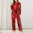 thumbnail image 3 of Bingfone Womens Pajama Sets Strawberry Red Print,Long Sleeve Loungewear Pajamas Set-Medium, 3 of 9