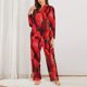 thumbnail image 2 of Balery Strawberry Red Conjunto de Pijama con Estampado para Mujer, Conjunto de Dos Piezas con Manga Larga, Ropa de Dormir Suave con Bolsillos, Pijamas Cómodos-XX-Large, 2 of 7