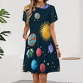 thumbnail image 2 of Planet Set Dress Summer Street Style Dresses Female Short Sleeve Printed Sundress, 2 of 7