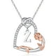thumbnail image 1 of Collar para mujer, joyería para mujer, collar con colgante de letra y corazón de rosa de colores, joyería para aniversario, día de San Valentín., 1 of 4