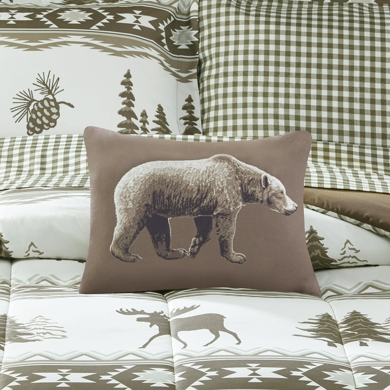 Mainstays Lodge Moose Printed Stripe 9 Piece Bed in a Bag Bedding Set Full