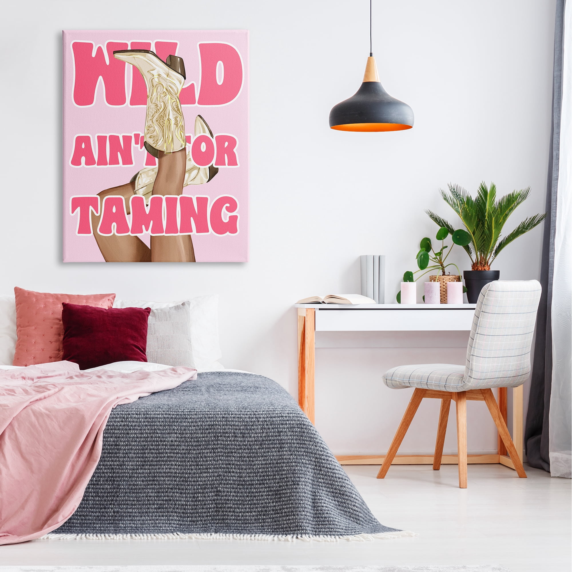 Stupell Industries Wild Ain't For Taming Typography Painting Gallery Wrapped Canvas Art Print Wall Art, 36 x 48