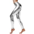 thumbnail image 1 of MKLEKYY Leggings deportivos mujer Leggings de cuero para mujer Pantalones de cintura metálica con aspecto mojado, 1 of 3