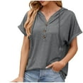 thumbnail image 1 of Timegard Womens Summer Tops V-Neck Button Short Sleeve Drawstring Sweatshirts Casual Loose Workout Tops, 1 of 7
