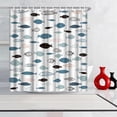 thumbnail image 2 of Fish Shower Curtain 72"x72" Ocean Geometric Blue Fish Shower Curtain Polyester Fabric Bathroom Decor, with Hooks, 2 of 6