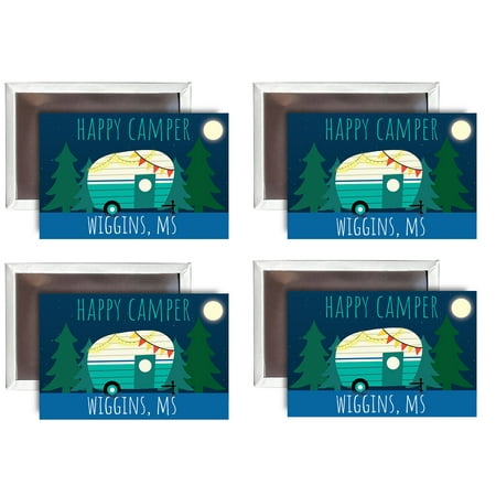 

Wiggins Mississippi Souvenir 2x3-Inch Fridge Magnet Happy Camper Design 4-Pack