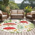 thumbnail image 5 of Spring Red Mushroom Round Area&nbsp;Rug 5ft Country Watercolor Green Leaf Yellow Flower Non-Slip&nbsp;Washable Circle Rugs Soft Felt Indoor Floor Mat for Bedroom Kitchen Living Room Bathroom, 5 of 9
