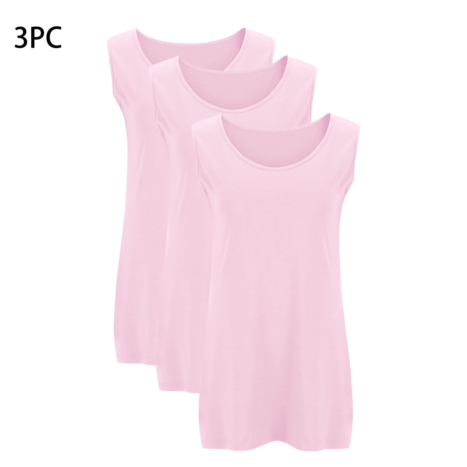 Fouhkni Plus Size Tank Tops for Women Sleeveless Round Neck Basic Loose Casual Plain Tunic Tops 3 Pack