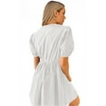 thumbnail image 3 of PRETTYGARDEN Women's Bow Front Mini Dress with Puff Sleeves, Sizes S-XXL, 3 of 6