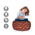 thumbnail image 2 of Floral Storage Toy Bag Chair, Interpretation of Bizarre Flower Silhouettes Intricate Circles Dots, Stuffed Animal Organizer Washable Bag, Small Size, Burgundy and Multicolor, by Ambesonne, 2 of 3