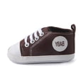 thumbnail image 4 of Tao Tao Unisex Baby Boy Girl Canvas Sneaker Soft Sole Infant Lace up Newborn Ankle Toddler First Walkers Crib Shoes Coffee 0-3 Months, 4 of 5