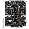 thumbnail image 2 of Black Kitchen Tools Shower Curtains for Bathroom, Modern Cooking Utensil Farmhouse Cookware Waterproof Fabric Shower Curtain, Decorative Bathroom Curtain for Bathtub, 36"x72" , No Hooks Included, 2 of 9