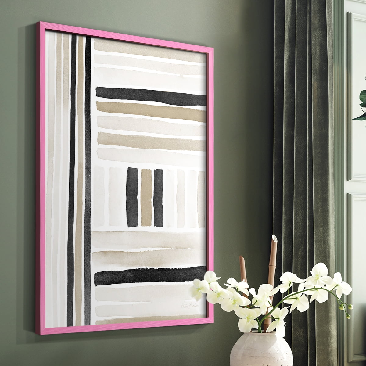 Neutral Lines II in Pink Solid Wood 11 x 14 Framed Print