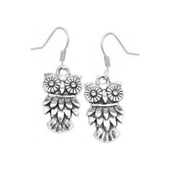 Ritastephens Owl Dangle Earrings 925 Sterling, Sterling Silver (Gift Box)