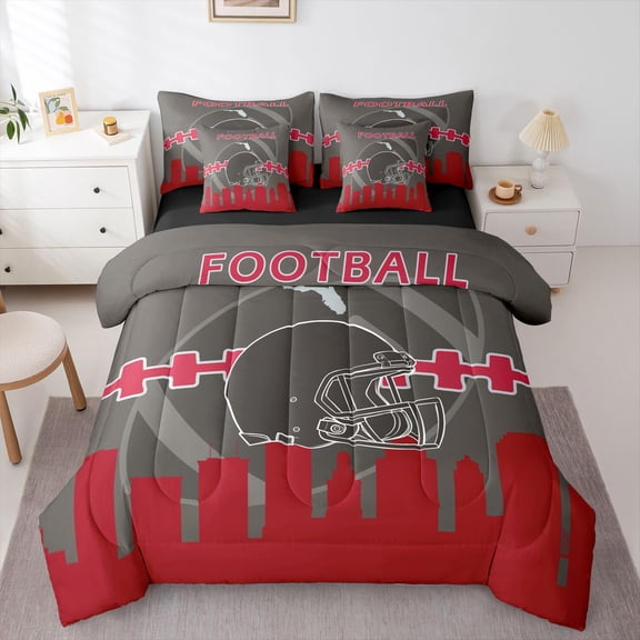 7 Pcs Comforter Set King Size,Football Fans Bed in a Bag with Flat Sheet and Fitted Sheet and Adults,Football Lovers Bedding Set with Pillowcase and Sham(Florida)